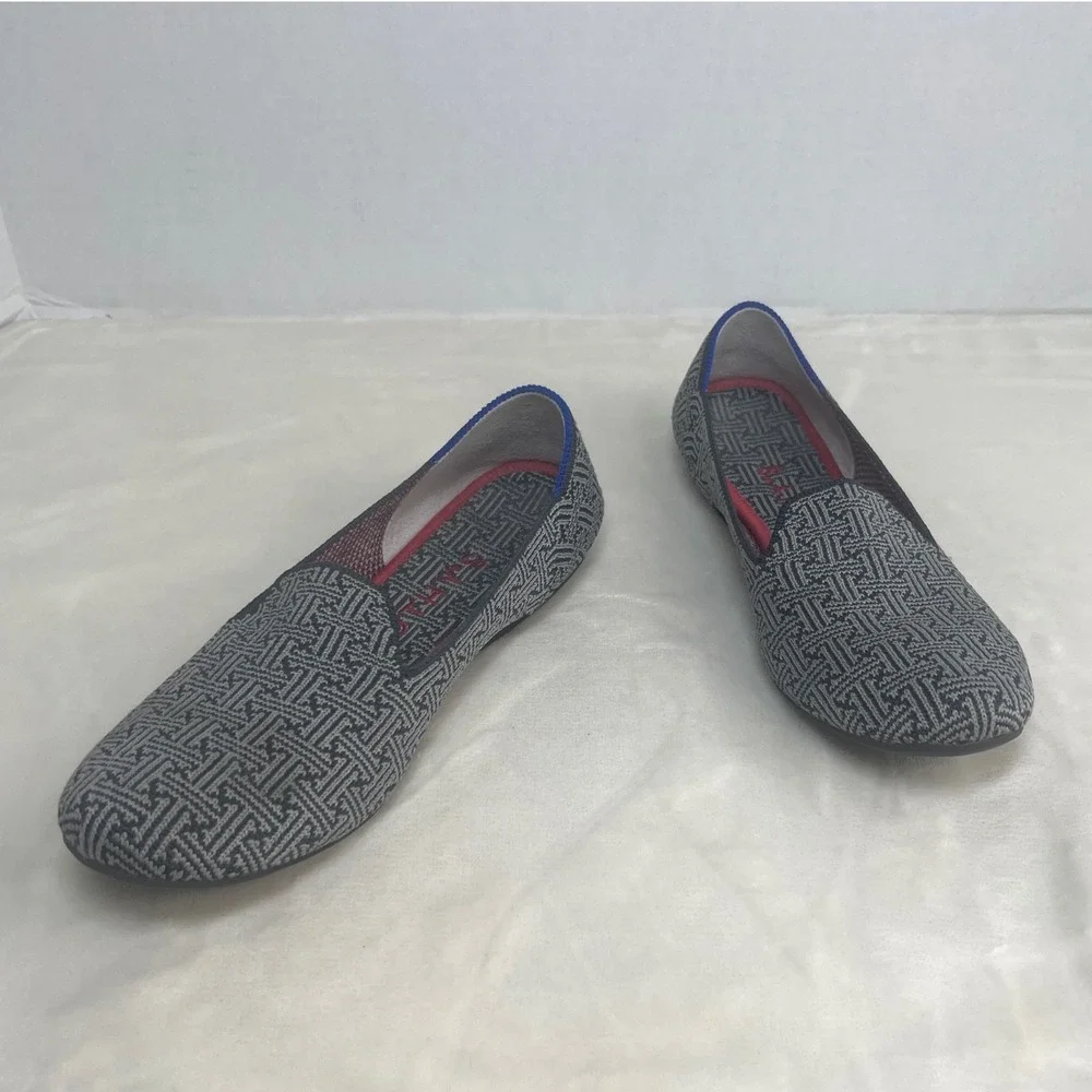 Rothy's The Loafer Women's sz 7‎ Gray Charcoal Grid Retired Flats